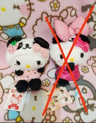 中古 不是Sega 冇表情 可愛粉紅色 16cm 2011 hello kitty 吉蒂貓凱蒂貓Panda 熊貓變裝士多啤梨草莓豆底中毛公仔稀有絕版12年 16cm日本限定景品  Furyu sanr
