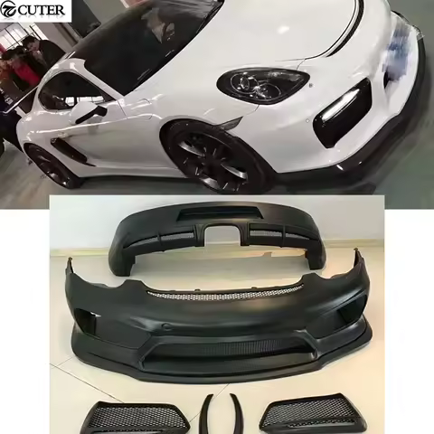 981 Gt4 Style FRP Front Bumper Rear Bumper Rear Spoiler wing for Porsche Boxster Cayman 981 Change G