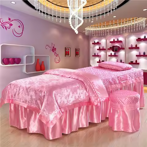 Lace 4pcs/set Beauty Salon Bedding Sets Bed Cover Tuina Spa Massage Bedcover Stoolcover Pillowcase D