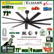 Elmark 72 inch Ceiling Fan 9HE72 MBK (Silent DC Motor) 9-Aluminium blades Design Remote Control Ceil