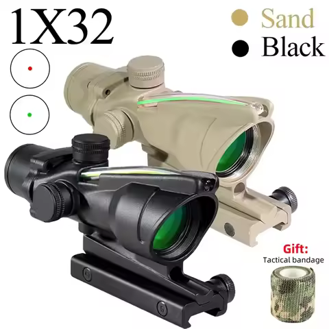 Tactical Red Dot Sight Tactical 1x32 Red Dot Sight Real Fiber Optic Illuminated Green Dot Hunting Ri