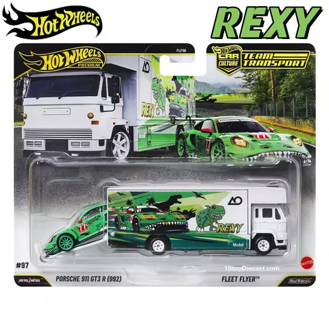 In Stock Mattel Hot Wheels Team Transport "Rexy" Porsche 911 GT3 R (992) & Fleet Flyer 1:64 Diecast