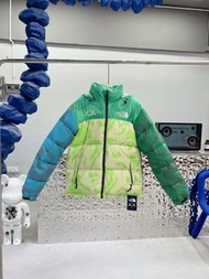 🔥THE NORTH FACE x KAWS 名系列 1996 Nuptse 保暖拼色700蓬可收納連帽含羽絨外套 冬季 情侶款 綠色