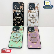 G201 Glossy Softcase Casing With Stand Holder Line Bear For REALME 12 Pro Plus C31 C33 Xt X2 K5 C1 2