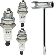 YSIL L7T Spark Plug 3PCS Replace for NGK BPM7A BM6A Champion CJ8 RCJ6Y RCJ7Y with 1pc Chainsaw Wrenc