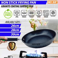 DIY Online4u - GRANITE NON STICK FRYING PAN Deep Frying Wok Pan Scratch Resistant PFOA 1 year warran