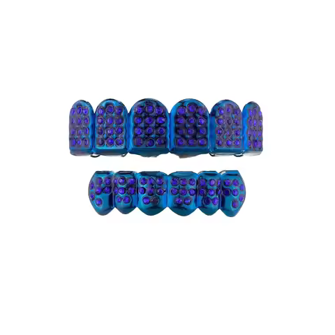 Glossy Finish Teeth Grillz Top Bottom Set Anti Slip Shiny Teeth Grillz Caps Rhinestone Eco-friendly 