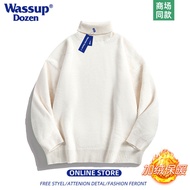 Wassup Dozen คอสูง เสื้อผ้าถัก สไตล์คู่รัก หลวม แขนยาวพอดี ฤดูหนาว เสื้อสเวตเตอร์ สําหรับผู้ชายและผู