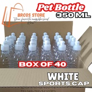BRCOS 40 PCS (350 mL) Empty Clear Transparent Plastic Pet Bottles W/ White Sports Cap Perfect for Di