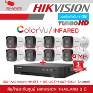 HIKVISION ชุดกล้องวงจรปิด HD 2 MP iDS-7208HQHI-M1/XT + DS-2CE16D0T-EXLF*8 (2.8-3.6 mm) PRO BY BILLIO