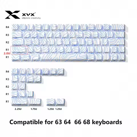 XVX Topographic Key Cap New Version Pattern Shine-Through OEM Profile IMD-Tech Keycap for 63 64 66 6