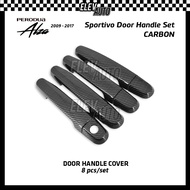 Perodua Alza 2009 - 2021 CARBON Door Handle Set Bowl Cover Trim Accessories 2012 2013 2014 2015 2016