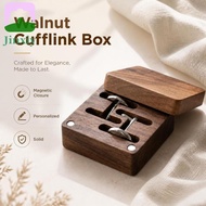 JINXIY Cufflink Organizer, Solid Personalized Walnut Cufflink Box, Gift for Him Flip‑top Exquisite M