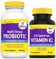 InnovixLabs Vitamin K2 & Probiotic Bundle Full Spectrum Vitamin K2 (90 Softgel Capsules) Multi-Strai