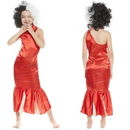 Kids Girls Cruella Cosplay Costume Red Dress Outfits Halloween Party Carnival Suit