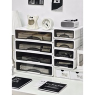 Desktop Small Storage Box Transparent High-End Drawer Type Organizing Box Office Anti-dust File Stat