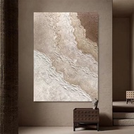 Pure hand drawn oil painting Wabi Sabi style abstract wave decoration painting modern minimalist cre