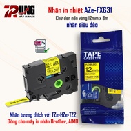 AZe-FX631 printed label [12mm x 8m] Super flexible label compatible with Brother TZe-631(Brother PT-