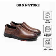 Trendy soft leather men's dress shoes, rubber sole code 666 - Brown - GB&N STORE