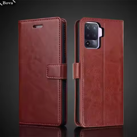 Card Holder Cover Case for OPPO Reno 5 lite Pu Leather Flip Cover Retro Wallet Phone Case Reno 5 lit