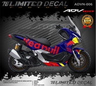 Stiker Desain Sporty RedBull ADV 160 - Warna Hitam/Abu Tua/Merah - Decal Body Motor Minimalis