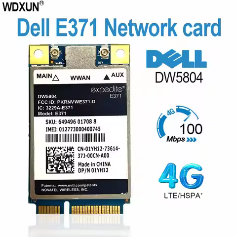Unlocked dw5804 wireless 4g lte/wwan mobile broadband 01yh12 e371 pci-e 3g/4g card wlan wcdma modem 