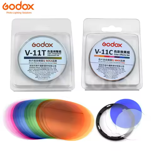 Godox V-11C V-11T Speedlite Color Filter Kit V11C V11T Colors Temperature AK-R16 Mount for Round Fla
