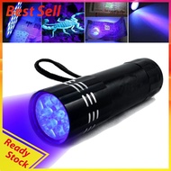 9LED UV Flashlight Aluminum Mini 4.5V Pet Urine Detector Lamp Waterproof Battery Powered Lightweight