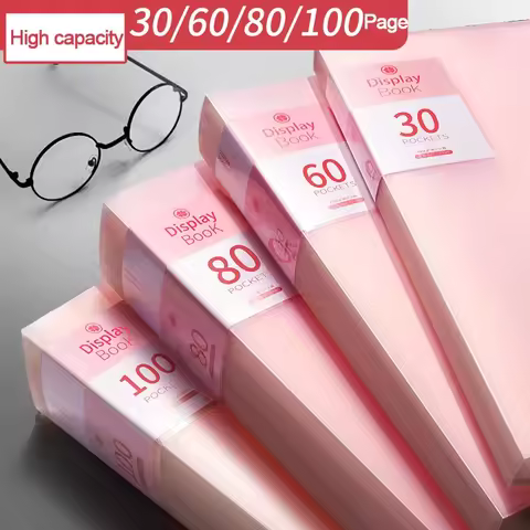 A4 A3 Pink Folder Information Book Insert File Folder Transparent Album Student Office Supplies Fold
