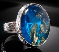 6號戒指 神秘藍琥珀戒指 獨一無二