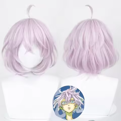 Senju Kawaragi Cosplay Wig, Lavender Short Bob Synthetic Hair With Pre‑styled Ahoge for Halloween Pa