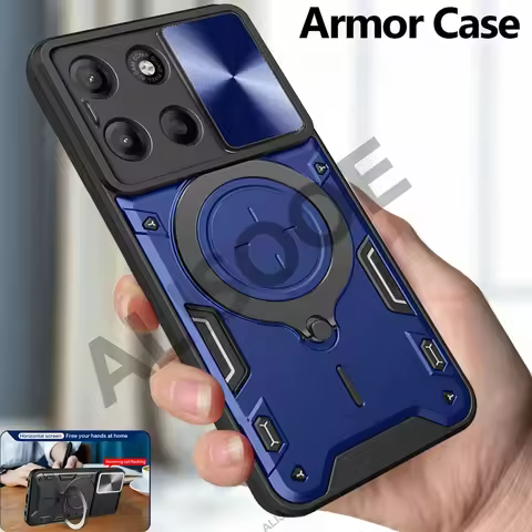 Slide Camera Case for Motorola Moto G86 G56 G06 G67 G77 Case Armor Magnetic Ring Stand Protection Ph