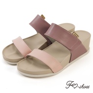 FM SHOES Contrast Color Decompression Wedge Slippers Purple