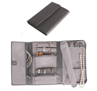 CASE ELEGANCE Saffiano Leather Travel Case - Jewellery Organiser [Petite] - Jewellery Bag (Grey)