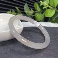 和田玉藕粉手鐲59MM 老料細圓條玉手環 附證書 溫潤油亮 醇厚靈秀