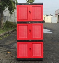 Lemari Plastik Kecil Mini Full Kunci Susun 3/ Susun 4 Cermin2 Mini Leo