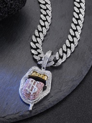 1ชิ้น Big Crazy Dollar Blazing ลิ้นสร้างสรรค์สร้อยคอจี้, Iced Out Bright Hip Hop Charm เครื่องประดับ