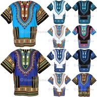 10 Blue Shade เสื้อจังโก้ เสื้ออินเดีย เสื้อแอฟริกา เสื้อฮิปฮอป เสื้อโบฮีเมียน ใส่ได้ทั้งชายหญิง เดรสโบฮีเมี่ยน เดรสสั้น Dashiki African Shirt Cotton Hiphop Unisex