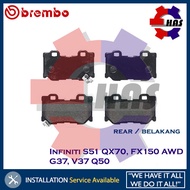Infiniti S51 QX70, Infiniti FX150 AWD G37, Infiniti V37 Q50 Brembo Rear Brake Pads