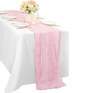 1pc / 10ft (Approx. 3.8m) Greyish Blue Cheese Cloth Table Runner, 35 X 120 Inches (Approx. 88.9 X 30