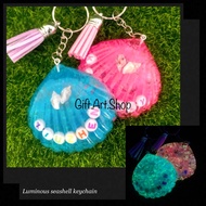 luminous glow in dark personalize seashell clam charm name class tag keychain Christmas Birthday Vday friends kids gift