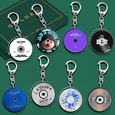 Acrylic Kpop Mini CD Keychain GOLDEN Album LAYOVER Agust Dddays FACES INGIDO MUSE Key Ring V Teakook