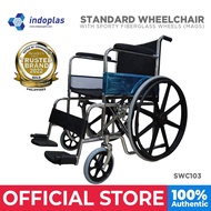 ❀✕☋Indoplas Heavy Duty Wheelchair with Mag Wheels (Black)