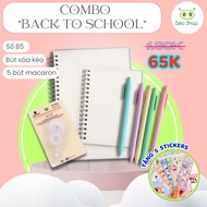 Pkbeoshop Back to school Combo includes B5 notebook + set of 5 B12 macaron pens + White scissors era