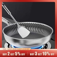 Whole Body Tri-Ply Stainless Steel Frying Pan 316 Stainless Steel Wok Pan Double-sided Honeycomb Skillet Suitable for Al