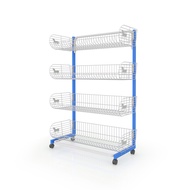 kefva ชั้นตะกร้ามินิมาร์ท 3-5 ชั้น หน้าเดียว มีล้อ กว้าง 120 cm รุ่น Pony (แบบมีคาน ถอดได้) เชลฟ์วาง