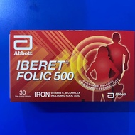 ABBOT IBERET FOLIC 500 IRON VITAMIN C, B COMPLEX INCLUDING FOLIC ACID 30 TABLETS