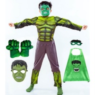 Hulk Muscle Superhero Muscle Suit Children Cosplay Costume, Halloween Boys Girls Hulk Gloves Cloak Children&amp; 39;s Day