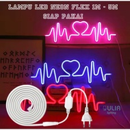 LED NEON FLEX LIGHT 220V SOCKET 1M 2M 4M 5M FLEXIBLE AESTHETIC ROOM HEARTBEAT READY TO USE