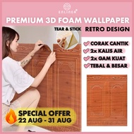 90*70 3D PE Foam Retro Carved Design Wallpaper 3D Self-Adhesive Wall Sticker 3D Wallpaper Dinding Wallpaper Foam